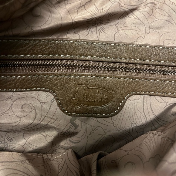 Justin Boots Brown Vegan Leather Tote with Turquoise Conchos - Picture 11 of 11